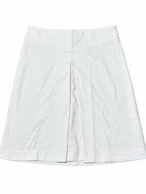 ZARA Basic White Cotton Stretch A-Line Pleated Skirt Women’s Small Made in Spain